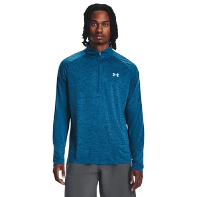 Image of Under Armour Men&#039;s Tech 2.0 1/2 Zip up Long Sleeve T Shirt Sweatshirt, (426) Varsity Blue / Blizzard, Large