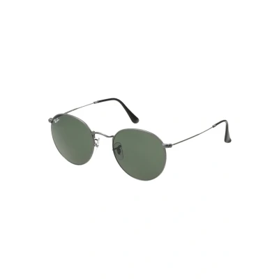 Image of Ray Ban Round Metal Unisex Sunglasses, Size: 53, Gunmetal/crystal green