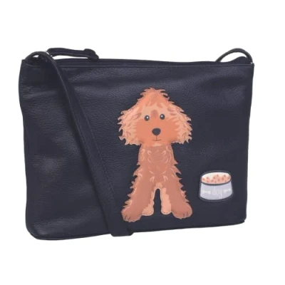 Image of Bertie The Cockapoo Dog Soft Leather Crossbody Bag by Mala (Black)