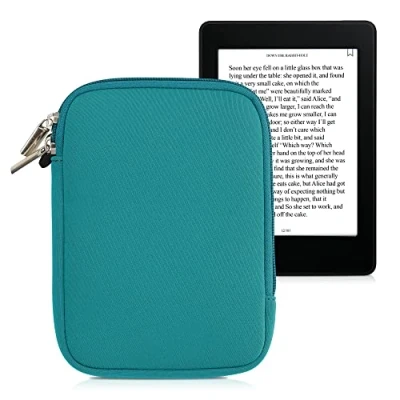 Image of kwmobile Neoprene e Reader Pouch Size 6&quot; eReader Universal eBook Sleeve Case with Zipper Petrol