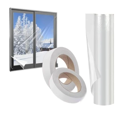 Image of My DIY Window Insulation Kit Includes Film &amp; Adhesive Tape 1.5m X 1.8m POF Insulating Shrink for Windows Secondary Glazing Easy to Install Energy Saving Draught Excluder