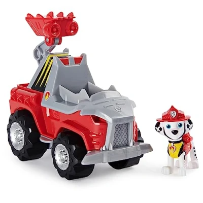 Image of Paw Patrol, Dino Rescue Marshall’s Deluxe Rev Up Vehicle with Mystery Dinosaur Figure