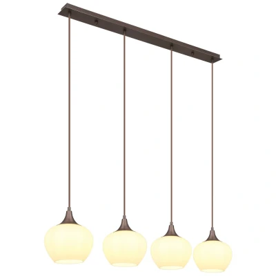 Image of Maxy Bar Pendant Ceiling Light Coffee Colored Opal Glass Shade 4x E27