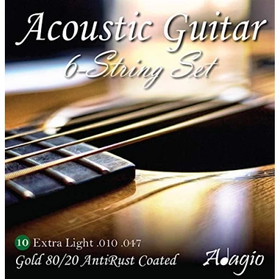 Image of Multipack 2x Full Sets of Acoustic Guitar Strings 80/20 Bronze Coated Medium 10 47 by ADAGIO PRO + FREE Chord &amp; Scale Chart