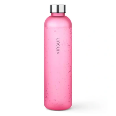 Image of VINSUN Drinking Bottle 1l Pink Leak Proof, Carbonated, BPA Free, Tritan Water for School, Outdoor, Sports, University, Bike