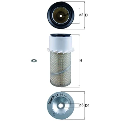 Image of 15032556, 2900648800 Air Filter MAHLE ORIGINAL LX 14 263,9mm 131,5, 104mm Insert