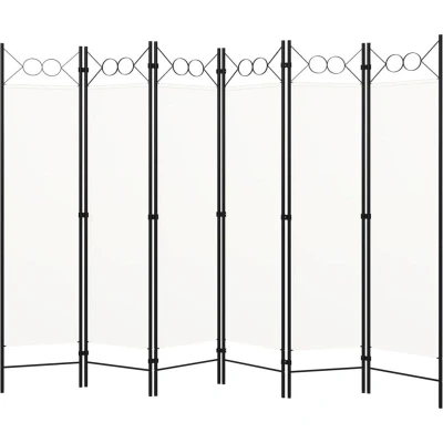 Image of vidaXL 6 Panel Room Divider White 240x180 cm