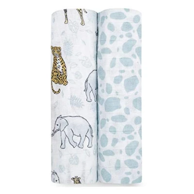 Image of aden + anais™ large swaddles 2 pack cotton muslin jungle jam (Jungle)