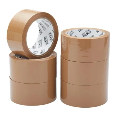 Image of Fit for The Job Parcel Tape Heavy Duty Brown Packing Boxes, 48mm x 66m, 6 Rolls Low Noise General Purpose Tape, Secure Sticky Seal, Perfect Moving House