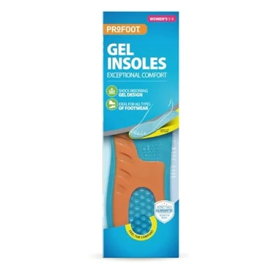 Image of Profoot Gel Comfort Insoles for Women Shock Absorbing Inserts All Day Full Length Ideal Foot Discomfort 1 Pair per Pack
