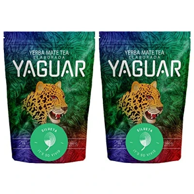 Image of Yaguar Silueta 1000g (2x 500g), Yerba Mate Tea with Herbs, Brazilian Tea, Weight Loss Support, Gluten Free, Vegan