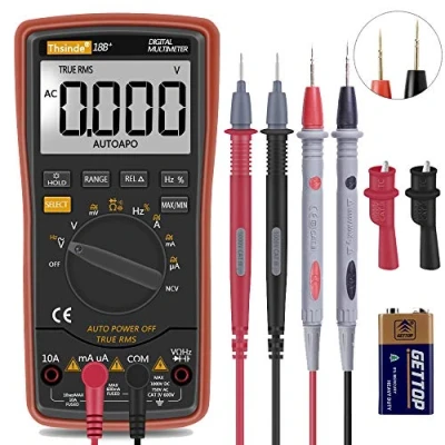 Image of Digital Multimeter,Thsinde Auto Ranging Multimeter with Alligator Clips, AC Voltage Tester,Voltage Alert, Amp/Ohm/Volt Multi Tester/Diode and Continuity Test HZ Backlight LCD Display