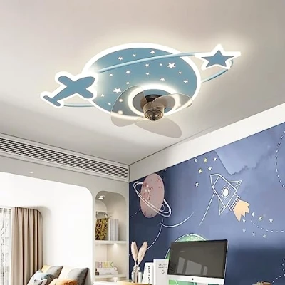 Image of ATEEZ Kids Quiet Ceiling Light Fan with Remote Control 6 Speed Modern Fans Lights Dimmable Reversible Winter Summer Mode Lamps for Bedroom Dining Room Living Blue