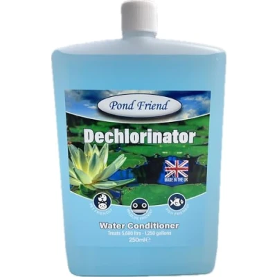 Image of Pond Friend Dechlorinator &amp; Tap Water Conditioner Treatment Makes Fish Safe Instantly By Removing Chlorine Chloramines Heavy Metals From Fresh 250ml Treats 5680 Litre
