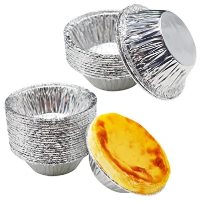Image of REBECASKYENS 100 Pcs Tart Foil, Mince Pie Baking Tray, Small Tray,Foil Trays to Make Pies, Cakes, and More Pastries
