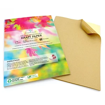 Image of Evergreen Goods™ 10 Sheets A4 Kraft Matte Printable Sticker Paper Labels Inkjet &amp; Laser Printing Suitable for Cricut Cutters Self Adhesive Sticky Back Product Labelling, Arts Crafts