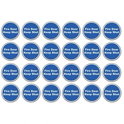 Image of Stcky Fire Door Safety Signs [Pack of 24] Keep Shut Stickers Adherent Vinyl (80mm x 80mm)