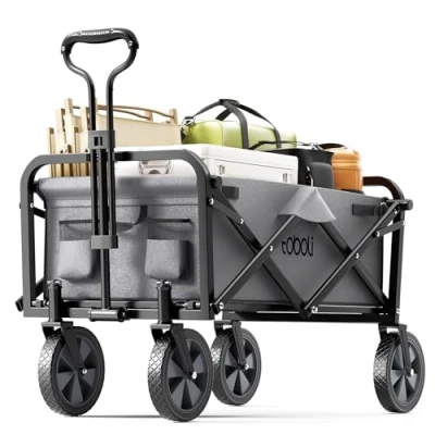 Image of Toboli Foldable Handcart w/Telescopic Handle Grey Transport Cart Hand 100kg Max. Load