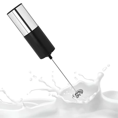 Image of Albert Austin Electric Milk Frother Handheld Whisk for Coffee Foamer 30s Stainless Steel Cappuccino Eggs Cocktails Frappe Mixer Automatic Foam Easy to Use