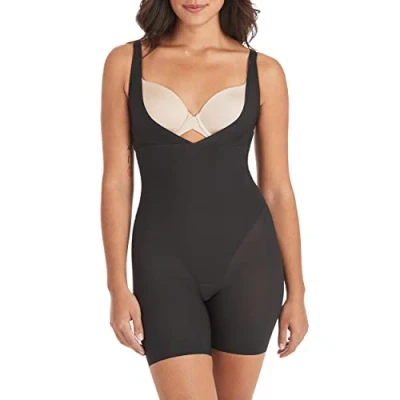 Image of Maidenform Women&#039;s Body, Wear Your own Bra Firm Control Shapewear, Open Bust Shaper Bodysuit, Black, XXXL