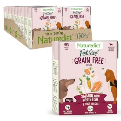 Image of Naturediet Feel Good Wet Dog Food, Natural and Nutritionally Balanced, Grain Free, Salmon, 390g (Pack of 18)