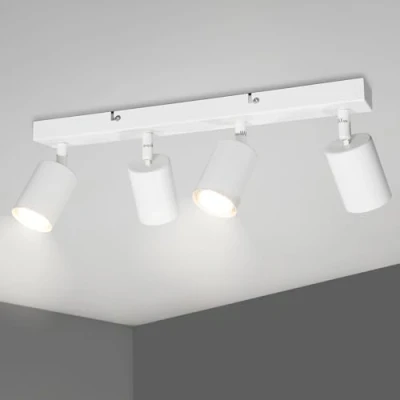 Image of TaFiCo White 4 Way Ceiling Light Fixture Rotatable Spotlight Spot Lights with GU10 Base Bulbs Not Included