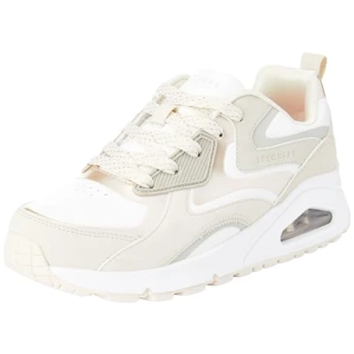 Image of Skechers Girls Uno Gen1 Color Surge Trainers, Natural Synthetic Trim, 12 UK