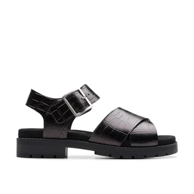 Image of Clarks Women&#039;s Orinoco Cross Sandal, Black Interest, 3.5 UK