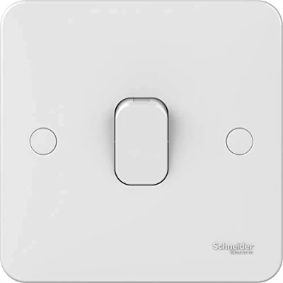 Image of Schneider Electric Lisse White Moulded Single 2 Way Plate Switch, 10AX, GGBL1012, White, Pack of 10
