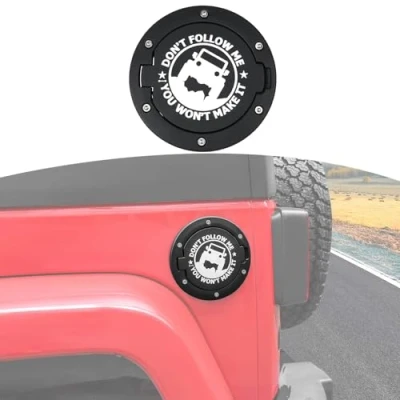 Image of RT TCZ Fuel Filler Door Cover Gas Cap Exterior Accessories For Jeep Wrangler JK &amp; Unlimited 2007 2017(Jeep Logo)