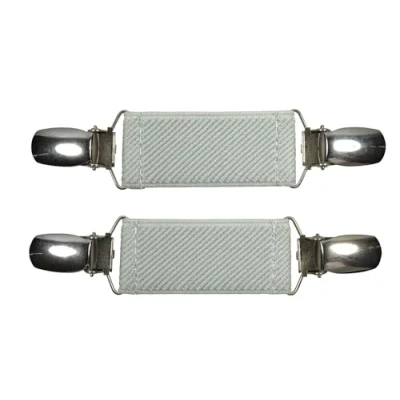 Image of Olata Women&#039;s Elasticated Cinch Clip/Cardigan Clip for Clothing Pack of 2. Light Grey (Silver Clips)