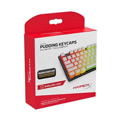 Image of HyperX Pudding Keycaps Full Key Set PBT {White} English (US) Layout 104 Key, Backlit, OEM Profile