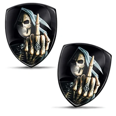 Image of Biomar Labs 2 x 3D Gel Silicone Skull Stickers Car Sticker Motorcycle Bicycle Window Phone Laptop PC Tablet Door KS 100