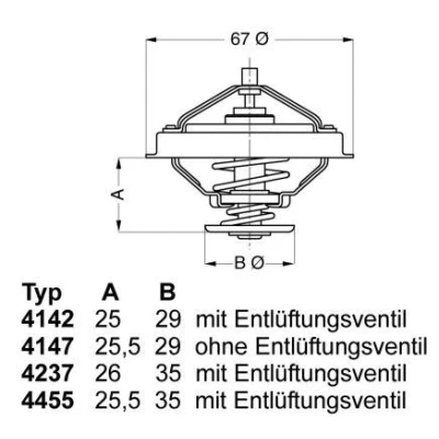 Image of 022121113 Engine thermostat WAHLER 4455.80D 80C VOLKSWAGEN: Golf 4, Transporter 5, AUDI: A3 Sportback, TT Coupe, Hatchback