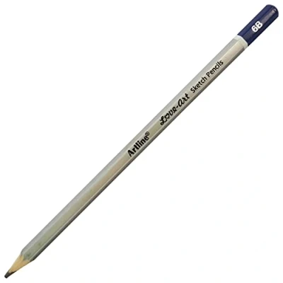 Image of artline 10 x 6B Graded Artist Professional Pencils Write Draw Sketch Shade + ZOFAX Biro BLACK Pen