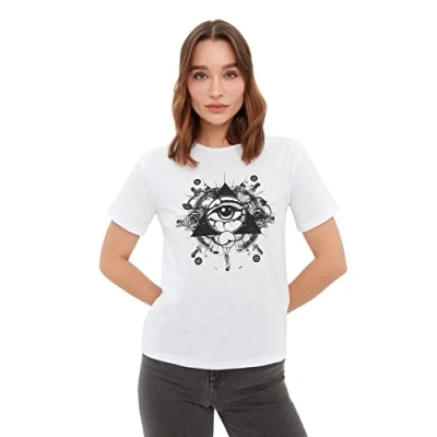 Image of Trendyol Woman Regular fit Basic Crew Neck Knit T Shirt White