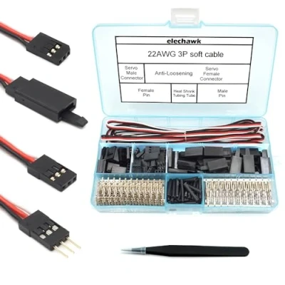Image of 30 Sets Servo Connector Male Female Plug Crimp Pin Cable Kit Compatible with Futaba JR Hitec Spektrum RC Connectors (Without Crimping Tool)