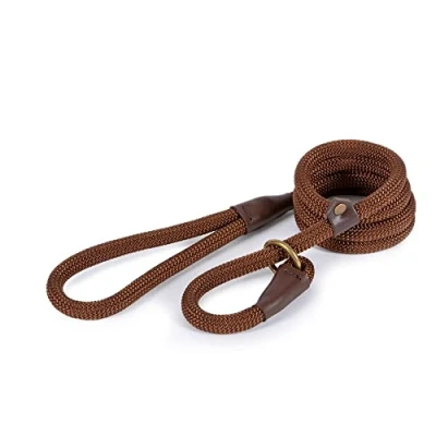 Image of Ancol Deluxe Nylon Rope Slip Lead Brown 1.5mx12mm