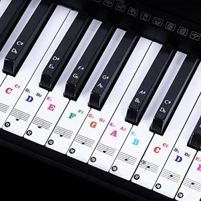 Image of Alnicov Piano Keyboard Stickers for 88/61/54/49/37 Keys,Leave No Residue,Removable Colorful Large Bold Letter Beginners Learning or