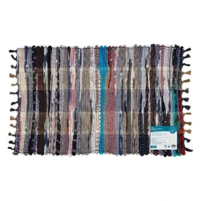 Image of JVL Multi Colour Recycled Handmade Chindi Rug Rag Door Floor Mat 50x80cm