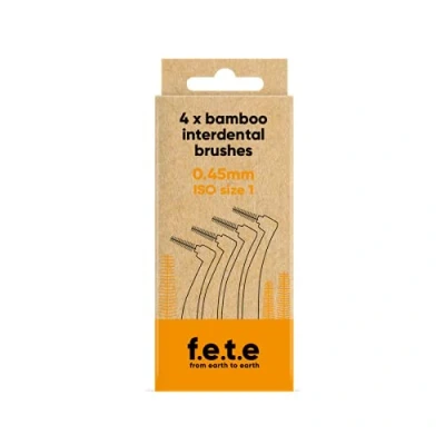 Image of f.e.t.e Orange ISO Size 1 0.45mm Bamboo Interdental Brushes Biodegradable &amp; Compostable Handle Recyclable Soft Bristles Sustainable Vegan