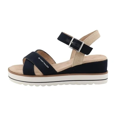 Image of TOM TAILOR Women 9590210006 Wedge Sandal, Navy, 4 UK