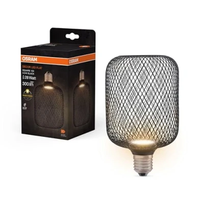 Image of Osram Decorative LED Flat Square Flache Lamp mit 3.5W, 300lm/2700K in Warmweiß 827, Frosted, aus Kunststoff Schwarz, E27 Schraubgewinde, Nicht dimmbar, 100 mm Durchmesser.