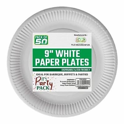 Image of 9&quot; Paper Plate White Round Plates Disposable Party for Parties &amp; Events (1000 Plates)