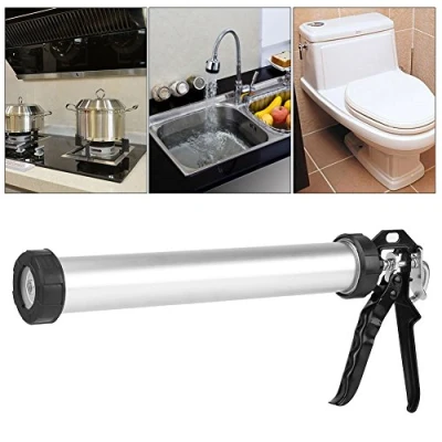 Image of Manual Aluminium Tube Cartridge Gun Tool 600 ml Silicone Syringe Raw Off Press with 10 Jets