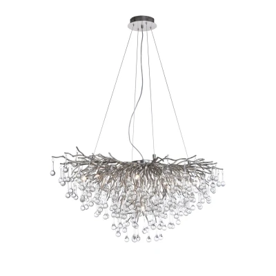 Image of Icicle Chandelier Glass Drops Pendant Ceiling Light Steel 10x G9