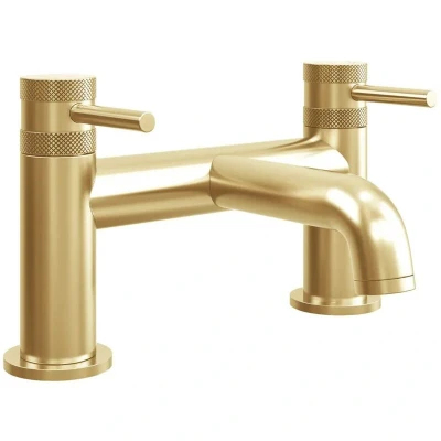 Image of Core Brushed Brass Modern Round Style Bath Filler Bathroom Tap
