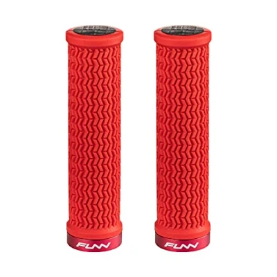 Image of Funn Holeshot Mountain Bike Grips With Single Lock On Clamp, Lightweight And Ergonomic Handle 22 mm Inner Diameter, Hardened End Bicycle Handlebar For MTB/BMX (Red)