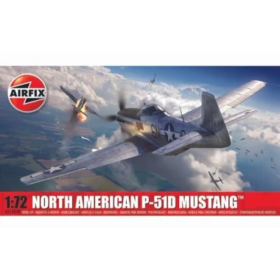 Image of Airfix Model Set A01004B North American P 51D Mustang Building Kit Plastic Plane Kits for Adults &amp; Children 14+, Includes Sprues Decals 1:72 Scale