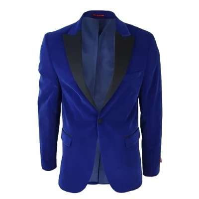 Image of Mens Royal Blue Velvet Tuxedo Blazer Satin Peak Lapels Dinner Jacket Wedding Prom Black Tie 52